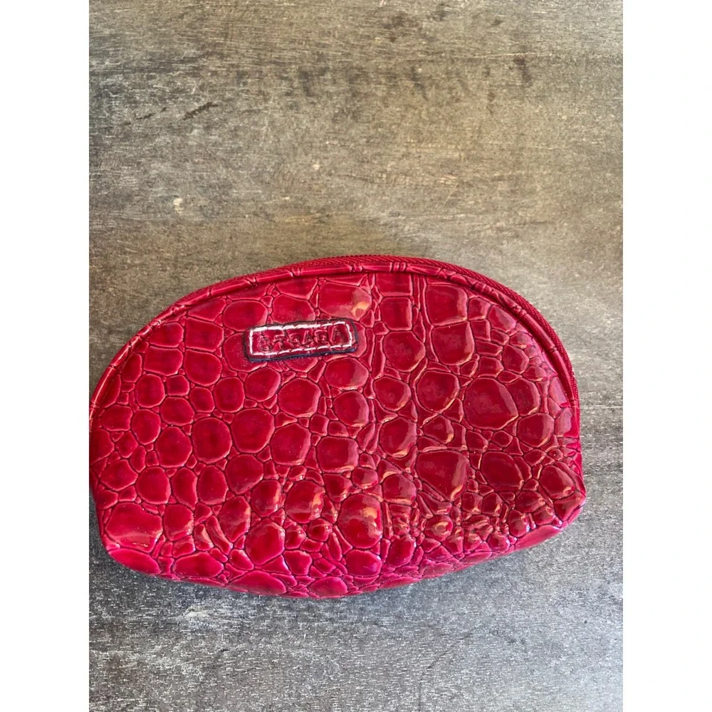 Strada Red Croc Embossed Faux Leather Satchel Handbag with Matching Coin Purse